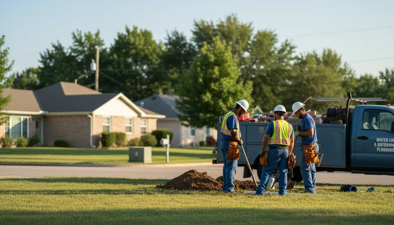 Residential water line and bathroom plumbing service in Garvin, OK